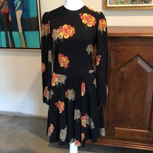 RED Valentino Black Floral Silk Dress Size 38